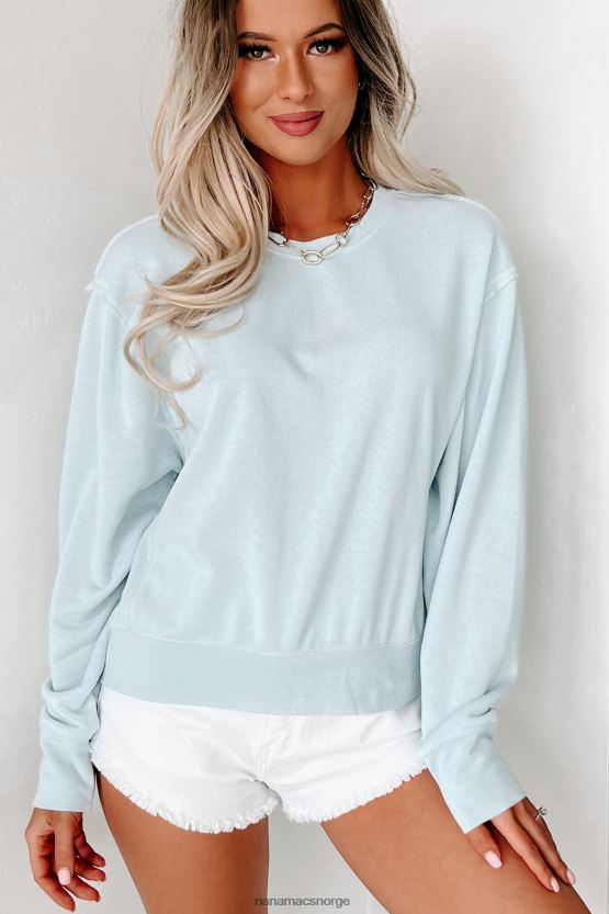 arktisk blå NanaMacs genser med rå sømdetaljer 402NJ0555