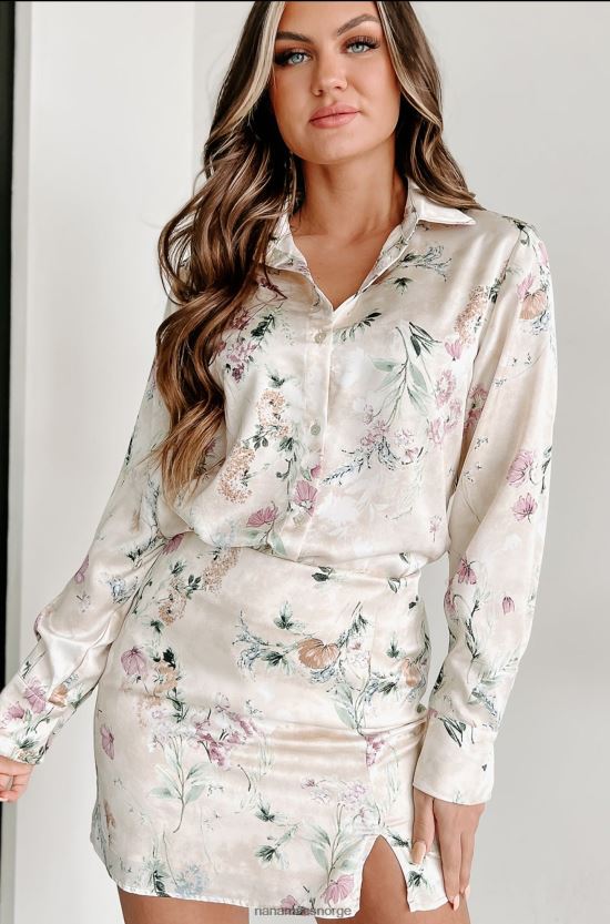 beige NanaMacs tilhører meg floral knapp foran topp 402NJ0819