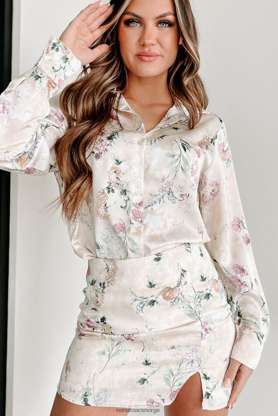 beige NanaMacs tilhører meg floral knapp foran topp 402NJ0819