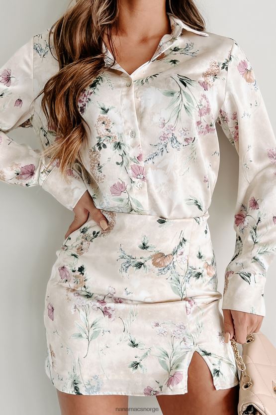 beige NanaMacs tilhører meg floral knapp foran topp 402NJ0819