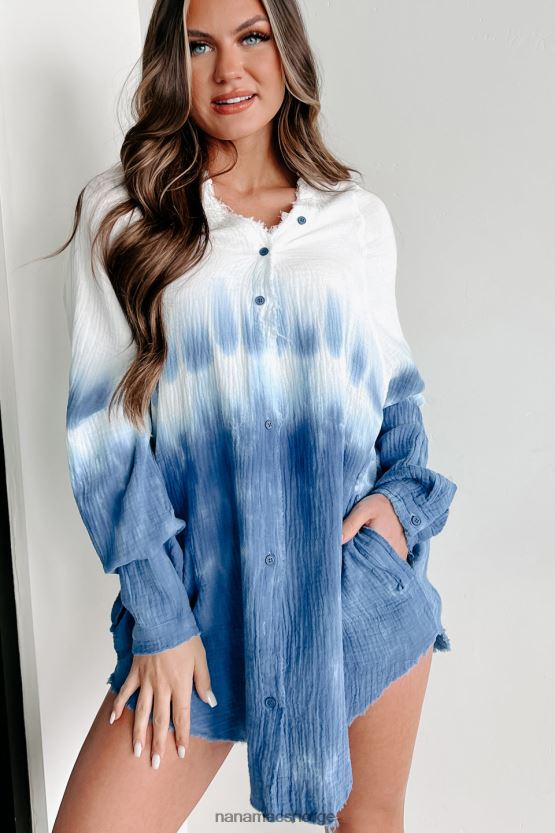 blå NanaMacs ocean eyes overdimensjonert tie-dye topp 402NJ01755
