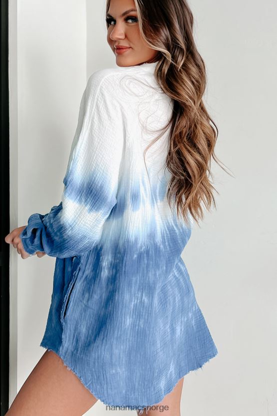 blå NanaMacs ocean eyes overdimensjonert tie-dye topp 402NJ01755