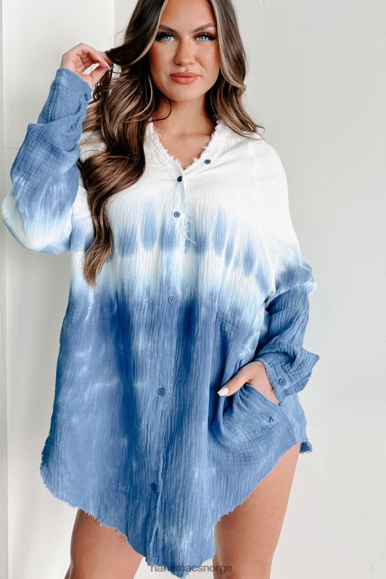blå NanaMacs ocean eyes overdimensjonert tie-dye topp 402NJ01755