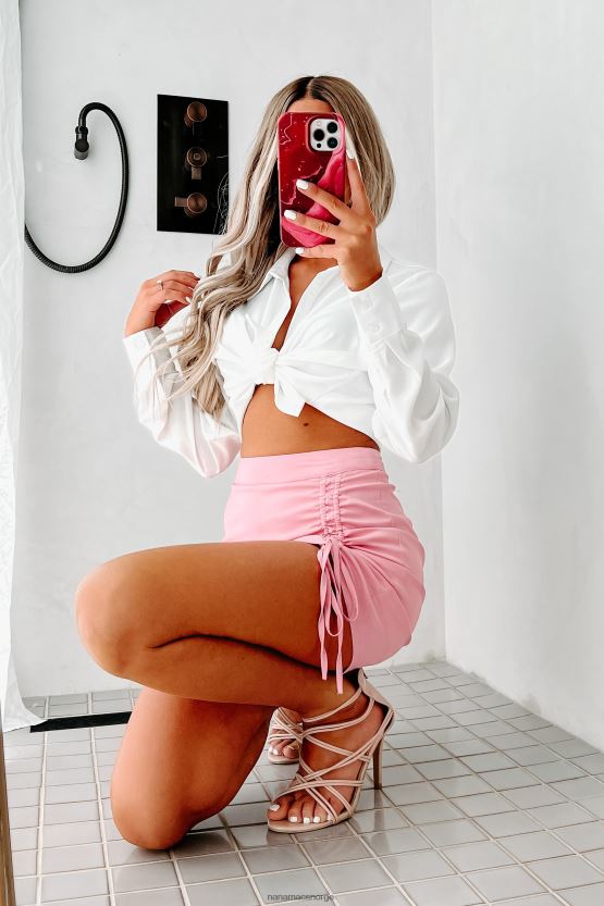 elfenbein NanaMacs hverdags avslappende beskåret skjorte med knapper 402NJ0972