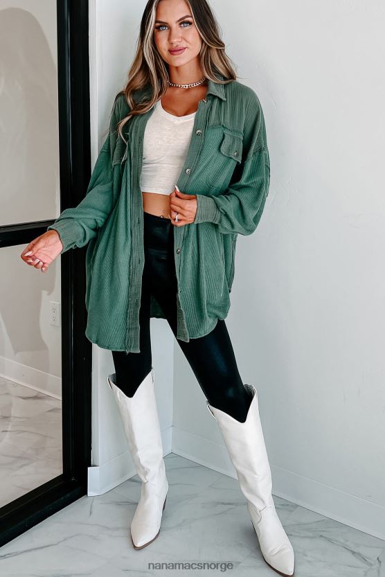 grønn NanaMacs sjekk din holdning oversized blandet stoff skjorte 402NJ01768