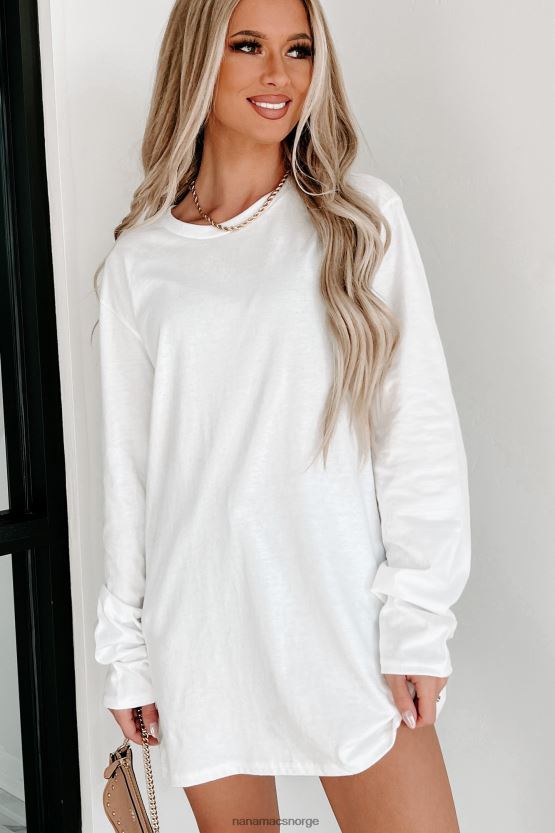 hvit NanaMacs enkel langermet topp 402NJ0669