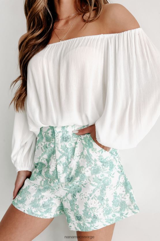 hvit NanaMacs kyst casual off the shoulder toppen 402NJ0917