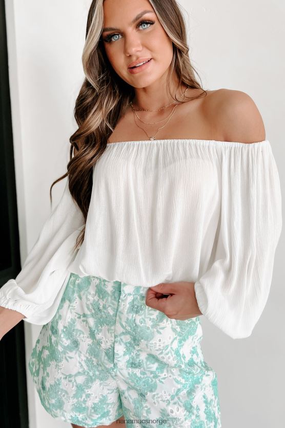 hvit NanaMacs kyst casual off the shoulder toppen 402NJ0917