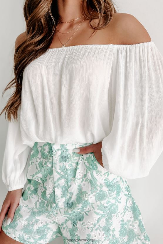 hvit NanaMacs kyst casual off the shoulder toppen 402NJ0917