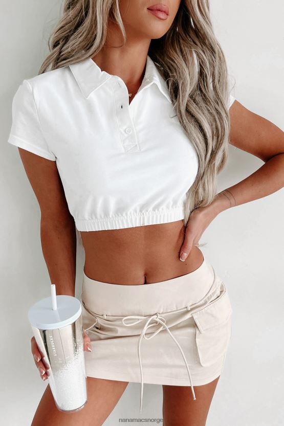 hvit NanaMacs prissy little missy cropped polo topp 402NJ0861