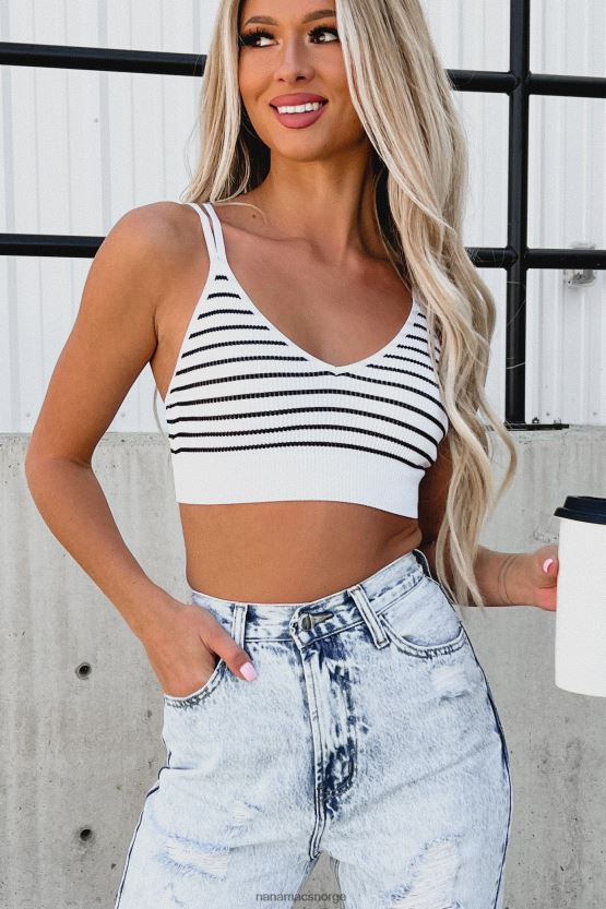 hvit NanaMacs tjene mine striper stripete bralette topp 402NJ01307