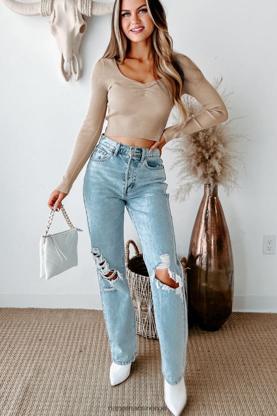 kaki NanaMacs rumor mill ribbet langermet topp 402NJ0716