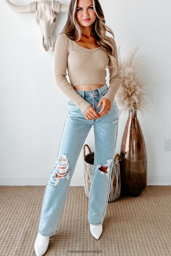 kaki NanaMacs rumor mill ribbet langermet topp 402NJ0716