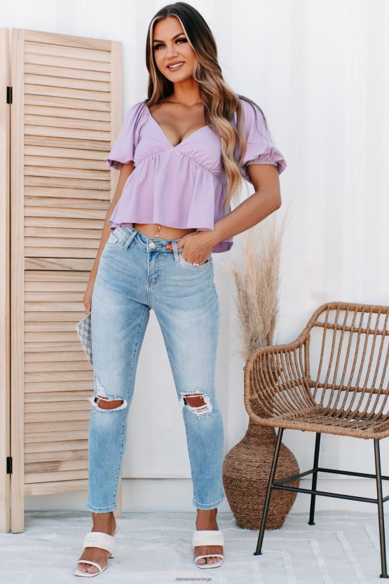lavendel NanaMacs mild overtalelse puffermet babydoll topp 402NJ01322