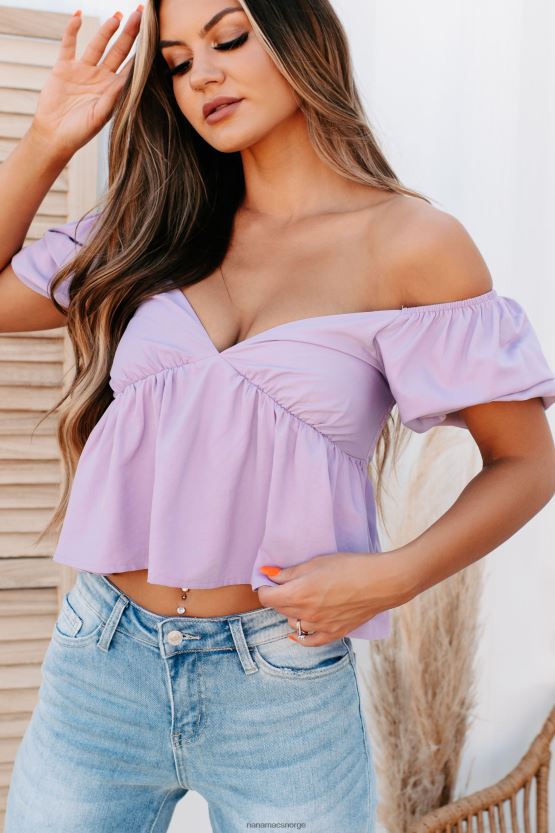 lavendel NanaMacs mild overtalelse puffermet babydoll topp 402NJ01322