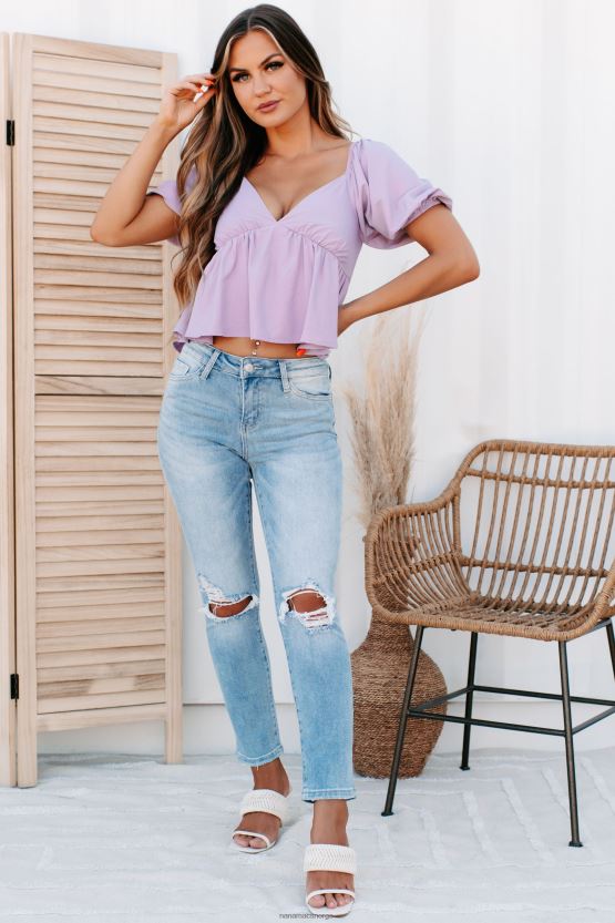 lavendel NanaMacs mild overtalelse puffermet babydoll topp 402NJ01322