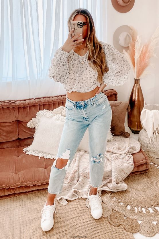 off white NanaMacs midtuke mantra-topp med lange ermer 402NJ0992