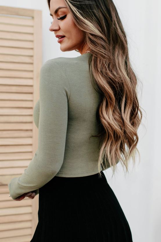 oliven NanaMacs sømløs overgang med lang ermet topp 402NJ0713