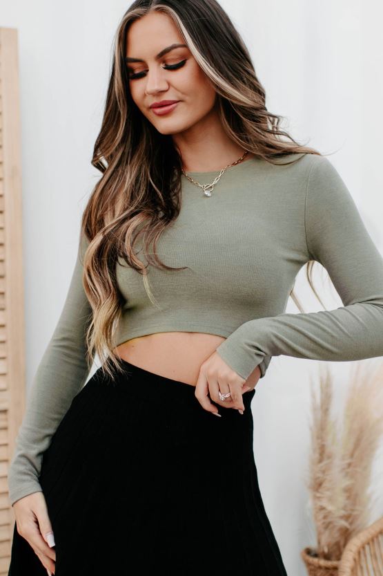 oliven NanaMacs sømløs overgang med lang ermet topp 402NJ0713