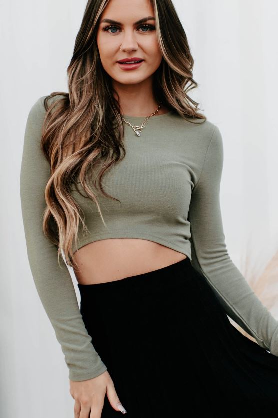 oliven NanaMacs sømløs overgang med lang ermet topp 402NJ0713