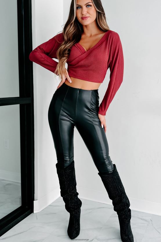 rødbrun NanaMacs ett trekk surplice langermet topp 402NJ0929