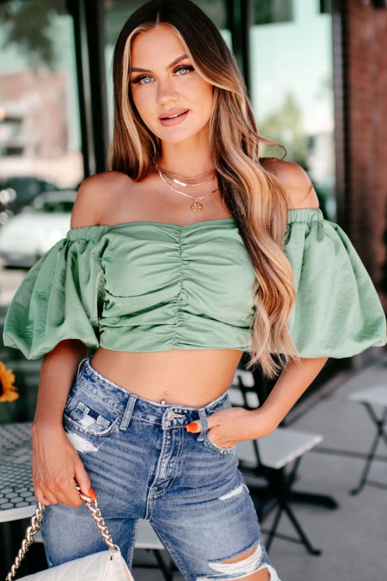 salvie NanaMacs praktfull, skinnende topp med puffermer 402NJ01248