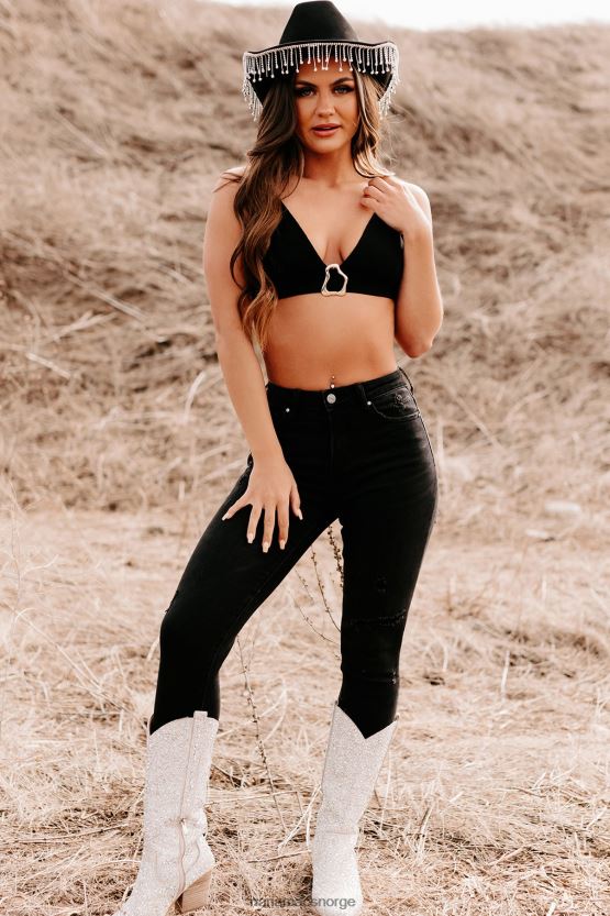 svart NanaMacs emani ribbet bralette topp 402NJ01165