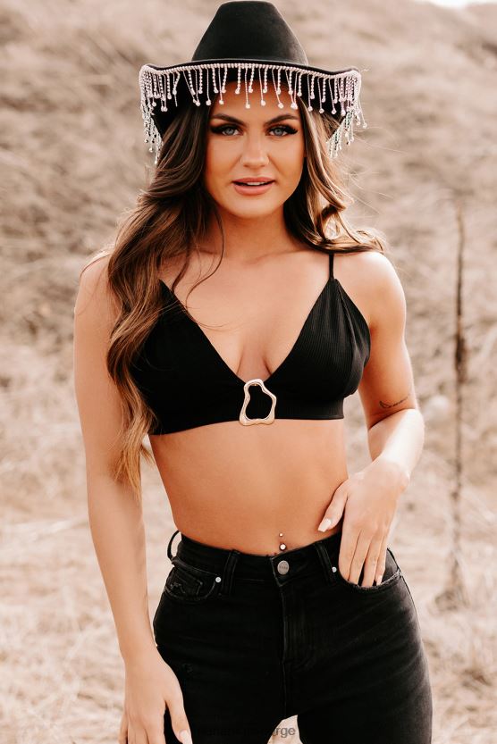 svart NanaMacs emani ribbet bralette topp 402NJ01165