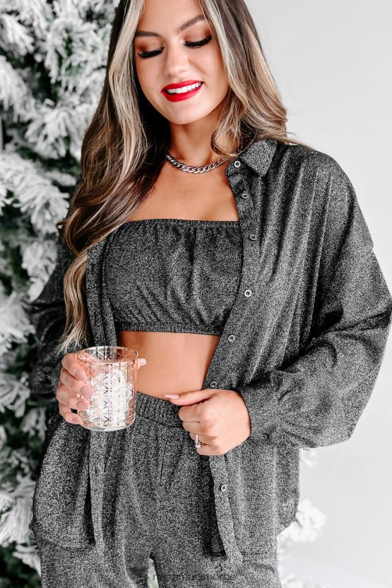 svart NanaMacs åh så begavet glitter langermet topp 402NJ0187