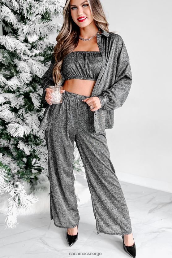 svart NanaMacs åh så begavet glitter langermet topp 402NJ0187