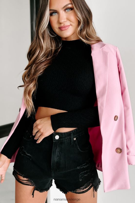 svart NanaMacs søte kvelder langermet mockneck topp 402NJ03725