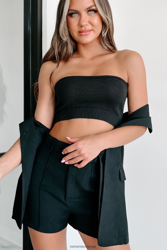 svart NanaMacs vanvittig selvsikker strikket bandeau topp 402NJ0597