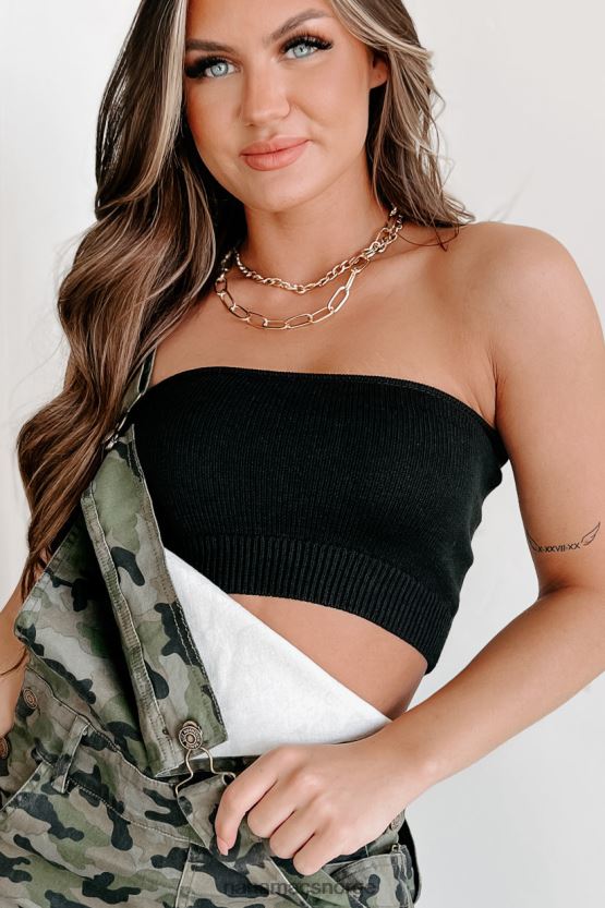 svart NanaMacs vanvittig selvsikker strikket bandeau topp 402NJ0597