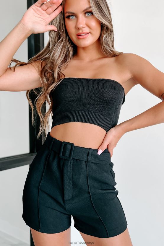 svart NanaMacs vanvittig selvsikker strikket bandeau topp 402NJ0597