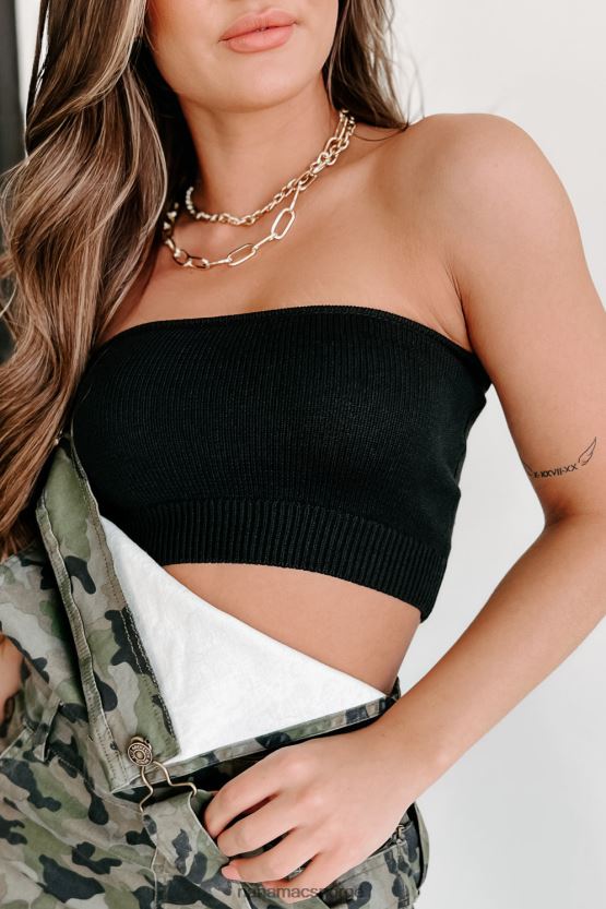 svart NanaMacs vanvittig selvsikker strikket bandeau topp 402NJ0597