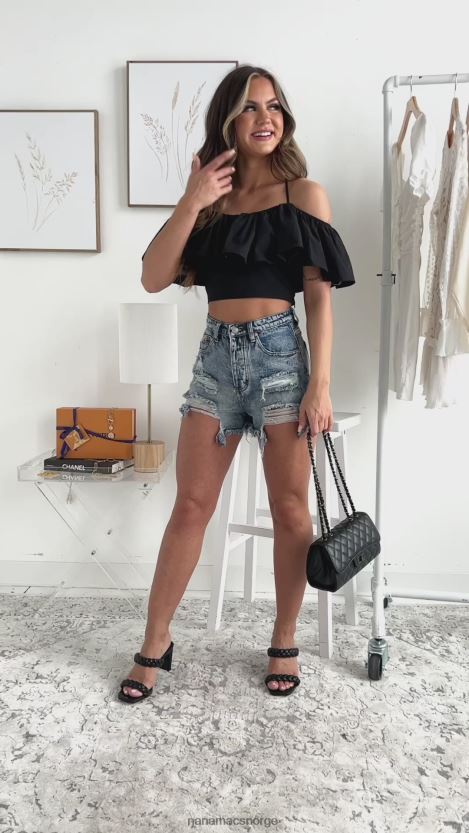 svart NanaMacs øyne på premien kalde skulder toppen 402NJ0827