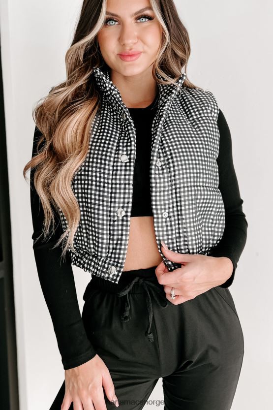 hvit svart NanaMacs back in action rutete puffervest 402NJ03835